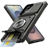 Étui pour Samsung S26 Ultra S25 S24 S23 Ultra A57 A37 A17 avec anneau rotatif magnétique, béquille, protection contre les chutes, étui portefeuille robuste