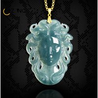 Natural Grade A Jadeite Blue Water Snake King Pendant Stylish and Unique Ice-Type Jade Necklace Men & Women Perfect Holiday Gift