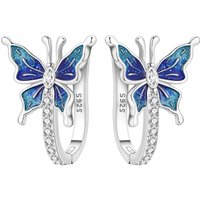CYCUFF S925 Sterling Silver Dreamy Blue Butterfly Earrings Hoop Earrings Women Jewelry Original Trendy Anniversary Gifts