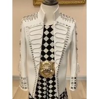 Handmade New Style Man Women Bling Crystal Royal Jacket Party Banquet Show Stage Costumes Singer Dancer DJ Host Dress