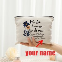 Personalized Floral Maitresse Appreciation Cosmetic Bag Custom Name Toiletry Case Gift for Educators End of School Year Present