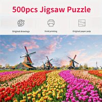 500 Pieces Jigsaw Puzzle for Adults Painting Dutch Windmills Paper Puzzles Home Decor Wall Display Christmas Thanksgiving Day