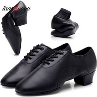 Men Standard Dance Shoes Ballroom Shoe Leather Low-Heel Practice Competition Modern Dancing Shoes For Kids Boys Dance Sneakers