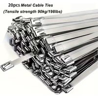 20pcs 10in Stainless Steel Zip Ties | Rustproof Heavy Duty Cable Ties for Automotive, Machinery, Outdoor