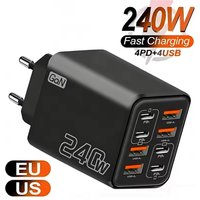 240W GaN USB-C-Ladegerät 8-in-1 Schnellladegerät für iPhone, Samsung, Xiaomi, Typ-C, EU/US-Stecker, Wandladegerät