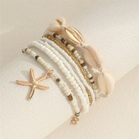 7 Pcs Stackable Starfish Pendant Bracelet Set with Mini Seed Beads - Handcrafted Beach Jewelry for Women