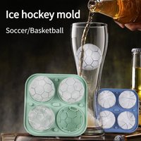 Large Ice Cube Tray Round Ice Molds Soccer Ball & Basketball Shapes Easy Release Silicone Molds Suitable for Whiskey Drinks