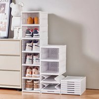 Foldable Dustproof Shoe Box, Stackable Thickened Plastic Organizer, Transparent Shoe Storage for Sneakers shoe rack organizer
