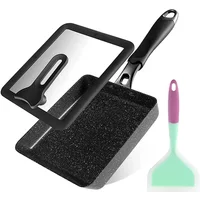 Japanese Omelette Pan , Non-stick Rectangle Egg Frying Pan - Optional Lid & Spatula - Aluminum Alloy