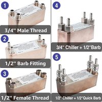 Homebrew Beer Wort Chiller, 30 Plate Heat Exchanger Brewing Beer Cooler Counterflow Chiller, Copper Brazed Floor Water Heating