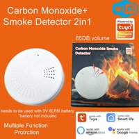 2 in 1 Smart WiFi Carbon Monoxide Smoke Alarm Detector with Sound Alert High Precision Fire Safety Sensor Easy Installation for
