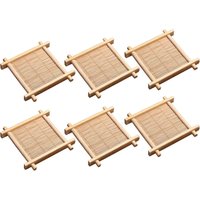 6Pcs Tea Set Coaster Bamboo Espresso Cups Wood Coasters for Small Glass Teacups Porcelain Chinese Kung Fu Tea Cup Double Wall