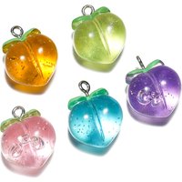 10pcs Clear Fruit Resin Peach Shape Earring Charms DIY Fashion Keychain Necklace Pendant Accessory For Jewelry Making Finding