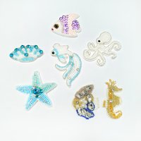1 Piece Small Size New Handmade Beaded Sew on Patch Fish Octopus Shell Starfish DIY Decoration Accessories