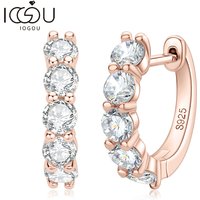 IOGOU 3.5mm D Color Moissanite Hoops Earring 100% Real 925 Silver Rose Gold Plated Huggie Earring For Women Girl Fine Jewelry