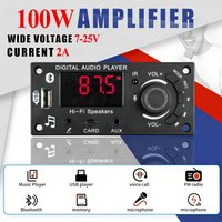 KEBIDU 100W Amplifier Bluetooth 5.0 MP3 WAV Decoder Board DC 12V MP3 Player Car Audio Module LED Screen Mic TF FM USB Recording