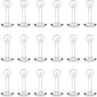 30PCS 16G Clear Acrylic Lip Rings Monroe Labret Studs Piercing Jewelry Bioflex Ear Tragus Helix Earring Retainer Bar Screw Ball