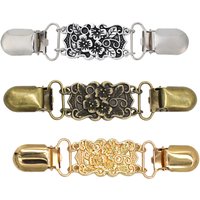 Retro Cardigan Clips Fasteners Flower Pattern Back Cinch Clips Sweater Shawl Dress Collar Brooch Clips for Women Girls Clothing