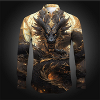 Dragon Abstract Men's Shirt Everyday Wear Lapel Long Sleeve Shirt Comfortable Elegant Design Casual Top