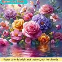 1000pcs Large Flower Puzzle for - Bright Roses and Flower Design, Family Interactive Game, DIY Home Decoration & Gift Ideas, 5