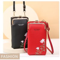 New PU Leather Shoulder Bag Flower Printed Large Capacity Small Handbag Solid Color Simple Style Crossbody Bag Women Girls
