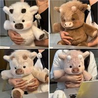 Adorable Highland Cattle Plush Toy 45/65cm Huggable Running Cow Stuffed Animal Made with Premium Soft Fabric, Soothing Companion