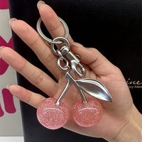 Pink Crystal Cherry Bag Charm For Handbag Shoulder Bag Women's High-Grade Keychain Bags Attachment Parts Women's Gift