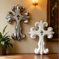 Retro Cross Wall Decor Gothic Style Resin Cross Ornaments Vintage Hanging Sculptures for Home Bedroom Living Room Wall Art Decor