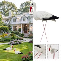 Realistic White Stork Figurine Lifelike Crane Garden Decoration PE Bird Statue Outdoor Lawn Pond Yard Landscape Ornament