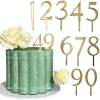 10pcs/1set Gold Silver Acrylic Number 0-9 Cake Topper for Birthday Wedding Anniversary Party Cake Decoration Supplies
