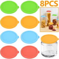 8Pcs 3 Inch Silicone Jar Lid Leak Proof Food Sealing Preservative Lid Reusable Heat and Cold Resistant Sealing Lid Kitchenware