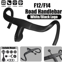 For F12/F14 Bicycle Handlebar Withe/Black Logo T800 Carbon Fully Internal Wiring Integrated Road Bike Handle Racing Bike