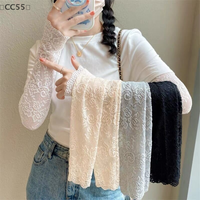 〔CC55〕Long Lace Gloves Gothic Thin Hollow Fingerless Gloves Sun Protection Sleeves Oversleeve Mesh Arm Sleeve Sunscreen Mittens