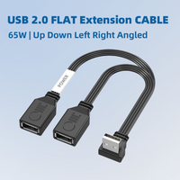 1 To 2 USB Type A Splitter Cable 65W Fast Charging Data USB Adapter Cable Flexible Up Down Left Right Angled Design