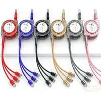 3-in-1 Retractable USB Fast Charging Cable Multi Charger Cord for iPhone Android Type-C Xiaomi Huawei Samsung