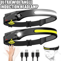 LED COB Induction Headlamp USB Rechargeable Headlight 5 Lighting Modes Lamp with Built-in Battery for Outdoor Camping Fishing