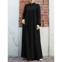 Spring and summer Middle Eastern style women's long robe with elegant zipper and knee length stand up collar, long dress