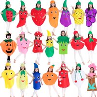 Kids Fruit Party Costume Novelty Children's Day Performance Fruit Vegetable Cosplay Costume Pineapple Strawberry Party Clothes