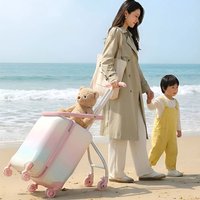 Kids Ride-On Suitcase for Boys & Girls, Toddler Stroller Trunk with Wheels, Carry-On Luggage for Travel, Baby Push Pull Scooter