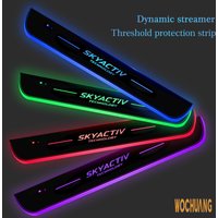 Customized Car Logo Luminous LED Welcome Pedal Scuff Plate For Mazda Skyactiv 2 3 5 6 8 CX3 CX4 CX5 CX8 CX30 Auto Accessories