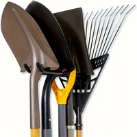 A Wall-Mounted Metal Tool Holder / 1pc - Versatile Garage And Garden Rack for Shovels, Rakes, And Brooms - Durable Storage Hooks