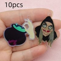 10pcs acrylic Halloween witch medicine bottle pendant, DIY jewelry making earrings necklace keychain accessories