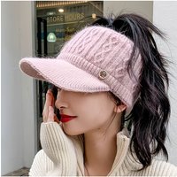 AliExpress NONE Empty Top Sports Knitted Hat, Women's Ponytail Duckbill Hat, Versatile in Autumn and Winter, with Plush Outdoor Woolen Hat