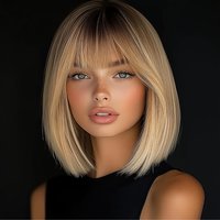 Natural Straight Brown Bob Wig - Heat-resistant synthetic fabric for everyday, easy-to-care universal wig accessory