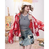 ELFSACK Elegant Versatile Denim Skirt, Retro Washed High Waist A-Line Skirt, Casual Streetwear Bottom for Women
