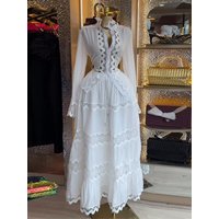 Fashion Hollow Out Lace Splice 2 Piece Sets Women Outfit Autumn Clothes Women 2026 Lantern Sleeve Top Long Skirt Suit Dress Sets