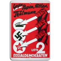 Vote Liste 2: Stand Against Papen, Hitler, Thälmann!-Aluminum-tin sign