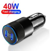 40W Dual PD Car Charger Adapter Fast Charging Type USB C Quick Charger in Car Mobile Phone for iPhone Xiaomi Huawei