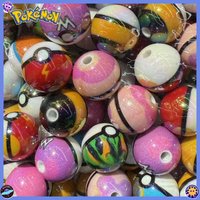 Cartoon anime Pokemon Poke Ball Round Bead 16mm UV plated color, handmade DIY mobile phone chain keychain accessories materials
