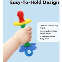 New 2 in 1 Baby Silicone Flower Teether - Safe & Soft Chewing Toy for Soothing Sore Gums, BPA-Free, Easy-to-Hold Teething toy